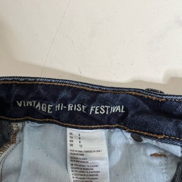 American eagle vintage hi-rise festival shorts women’s size 8 blue - Picture 6 of 8
